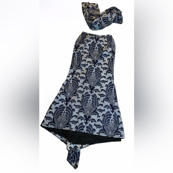 Vintage Luxury jacquard floral pattern Ankara print Fish tail maxi skirt Sz S - Picture 17 of 17